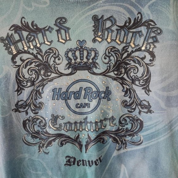 Ladies Hard Rock Couture Denver Blue Shirt Medium - Picture 3 of 10